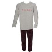 Calvin Klein Holiday PJ Woven LS Pant Set Grå/Rød bomull Large Herre