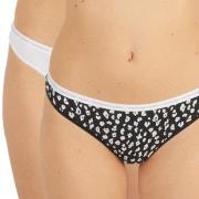 Calvin Klein Truser 2P One Cotton Stretch Thong Svart/Hvit bomull Larg...