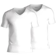 BOSS 2P Cotton Stretch Slim Fit V-Neck T-shirt Hvit bomull Small Herre