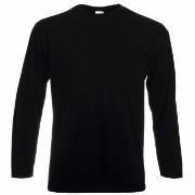 Fruit of the Loom Valueweight Long Sleeve T Svart bomull Large Herre