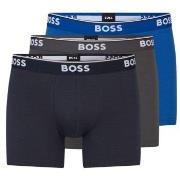 BOSS 3P Cotton Stretch Boxer Brief Long Blå/Grå bomull XX-Large Herre