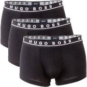 BOSS 3P Cotton Stretch Trunks Svart bomull Small Herre