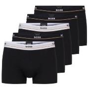 BOSS 6P Cotton Stretch Trunks Svart bomull Medium Herre