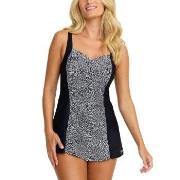 Damella Esther Basic Swimsuit Dress Svart/Hvit 38 Dame