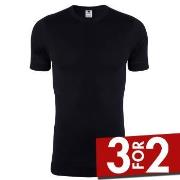 Dovre Rib T-Shirt Svart bomull Medium Herre