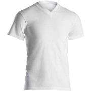 Dovre Single Jersey  V-neck T-Shirt Hvit bomull Small Herre