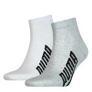 Puma Strømper 2P Lifestyle Quarter Sock Hvit/Grå Str 39/42