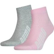 Puma Strømper 2P Lifestyle Quarter Sock Rosa/Grå Str 39/42