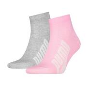 Puma Strømper 2P Lifestyle Quarter Sock Rosa/Grå Str 35/38