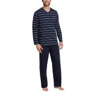 Schiesser Day and Night Long Stripe Pyjama 3XL-5XL Mørkblå bomull 4XL ...