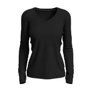 Stedman Claire V-neck Long Sleeve Svart ringspunnet bomull Small Dame
