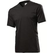 Stedman Classic V-Neck Men T-shirt Svart bomull Small Herre