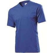 Stedman Classic V-Neck Men T-shirt Royalblå bomull Large Herre