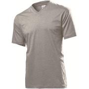 Stedman Classic V-Neck Men T-shirt Mørkgrå  bomull Small Herre