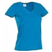 Stedman Classic V-Neck Women T-shirt Blå bomull Large Dame