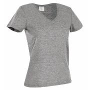 Stedman Classic V-Neck Women T-shirt Gråmelerad bomull Medium Dame
