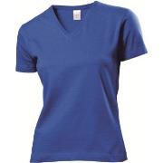 Stedman Classic V-Neck Women T-shirt Royalblå bomull Large Dame