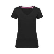Stedman Megan V-neck Svart ringspunnet bomull Small Dame