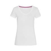Stedman Megan V-neck Hvit ringspunnet bomull Small Dame