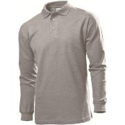 Stedman Polo Long Sleeve Men Grå bomull XX-Large Herre