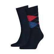 Tommy Hilfiger Strømper 2P Men Sock Check Blå/Rød Str 39/42 Herre