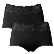 Trofe Lace Trimmed Maxi Briefs Truser 2P Svart bomull Small Dame