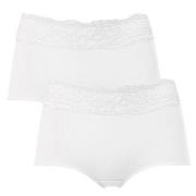 Trofe Lace Trimmed Maxi Briefs Truser 2P Hvit bomull X-Large Dame