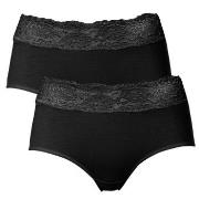 Trofe Lace Trimmed Midi Briefs Truser 2P Svart bomull Small Dame