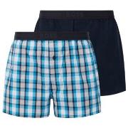 BOSS 2P Woven Boxer Shorts With Fly Blå/Hvit bomull X-Large Herre