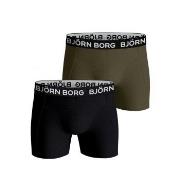 Björn Borg 2P Cotton Stretch Shorts 2112 Svart/Grønn bomull Small Herr...