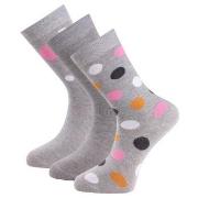 Trofe Cotton Printed Socks Strømper 3P Grå Str 35/38 Dame