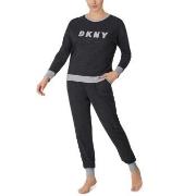 DKNY New Signature Long Sleeve Top and Jogger PJ Mørkgrå  Medium Dame