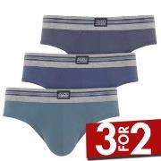 Jockey 3P Cotton Stretch Brief Blå bomull Large Herre