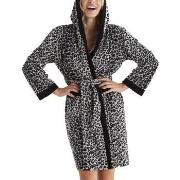 Damella Velour Leo Hoodie Robe Leopard Small Dame