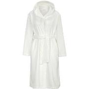 Damella Jaquard Fleece Hoodie Robe Hvit polyester X-Large Dame