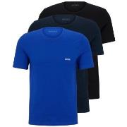 BOSS 3P Classic Cotton Solid T-Shirt Svart/Blå bomull Small Herre