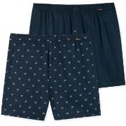 Schiesser 2P Fun Print Boxershorts Marine bomull Small Herre