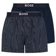 BOSS 2P Patterned Cotton Boxer Shorts EW Hvit/Svart bomull Large Herre