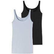 Schiesser 2P 95-5 Organic Tank Top Svart/Blå bomull 36 Dame