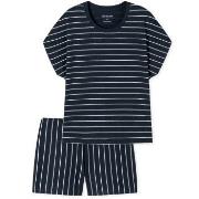 Schiesser Just Stripes Short Pyjamas Marine bomull 36 Dame