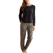 Trofe Zebra Long Sleeve Pyjama Svart mønstret bomull Small Dame