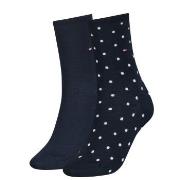 Tommy Hilfiger Strømper 2P Women Dot Sock Marine Str 39/42 Dame