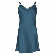 Lady Avenue Pure Silk Slip With Lace Petrol silke Medium Dame