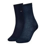 Tommy Hilfiger Strømper 2P Women Diamond Structure Socks Marine Str 39...