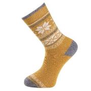 Trofe Knitted Patterned Wool Sock Strømper Gul Str 35/38 Dame