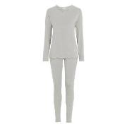 Damella Bamboo Plain Long Pyjamas Set Grå Bambus Large Dame