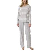 Schiesser Women Straight Leg Long Pyjama Hvit/Grå bomull 50 Dame