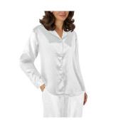 Lady Avenue Satin Pyjama With Long Sleeves Benhvit silke X-Small Dame