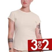 Sloggi GO Ribbed T Shirt Krem bomull Small Dame