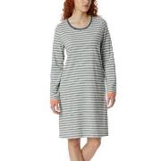 Schiesser Casual Essentials Long Sleeve Sleepshirt Lysblå Stripet bomu...